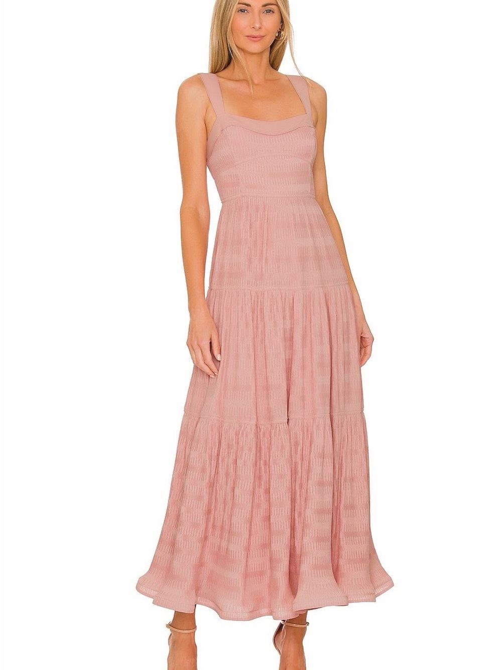 Jonathan Simkhai Blush Pink Tiered Maxi Dress